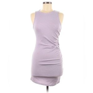 ZARA purple cinched body con gingham dress